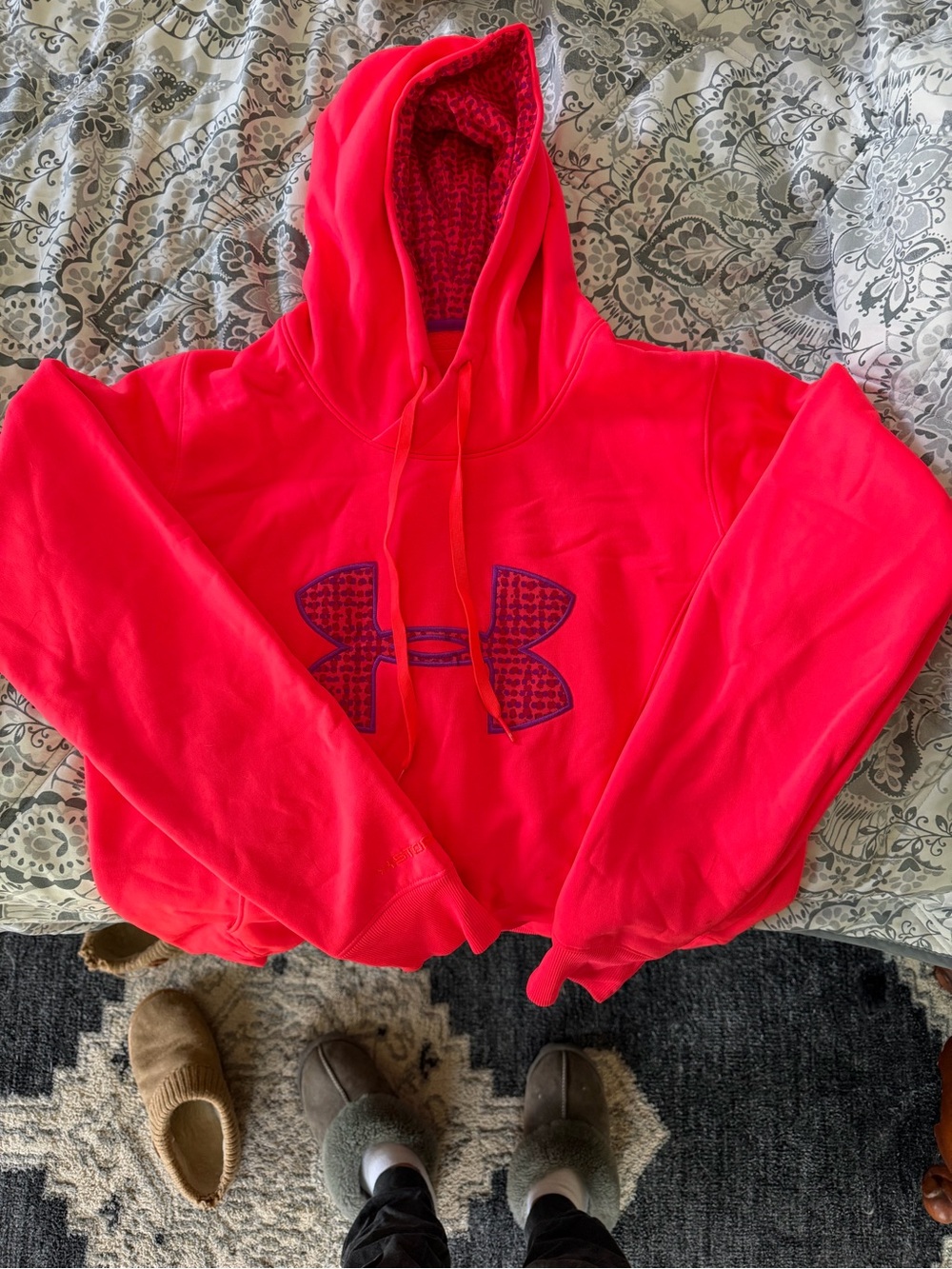 Under Armour Neon Pink Pullover Hoodie with Logo